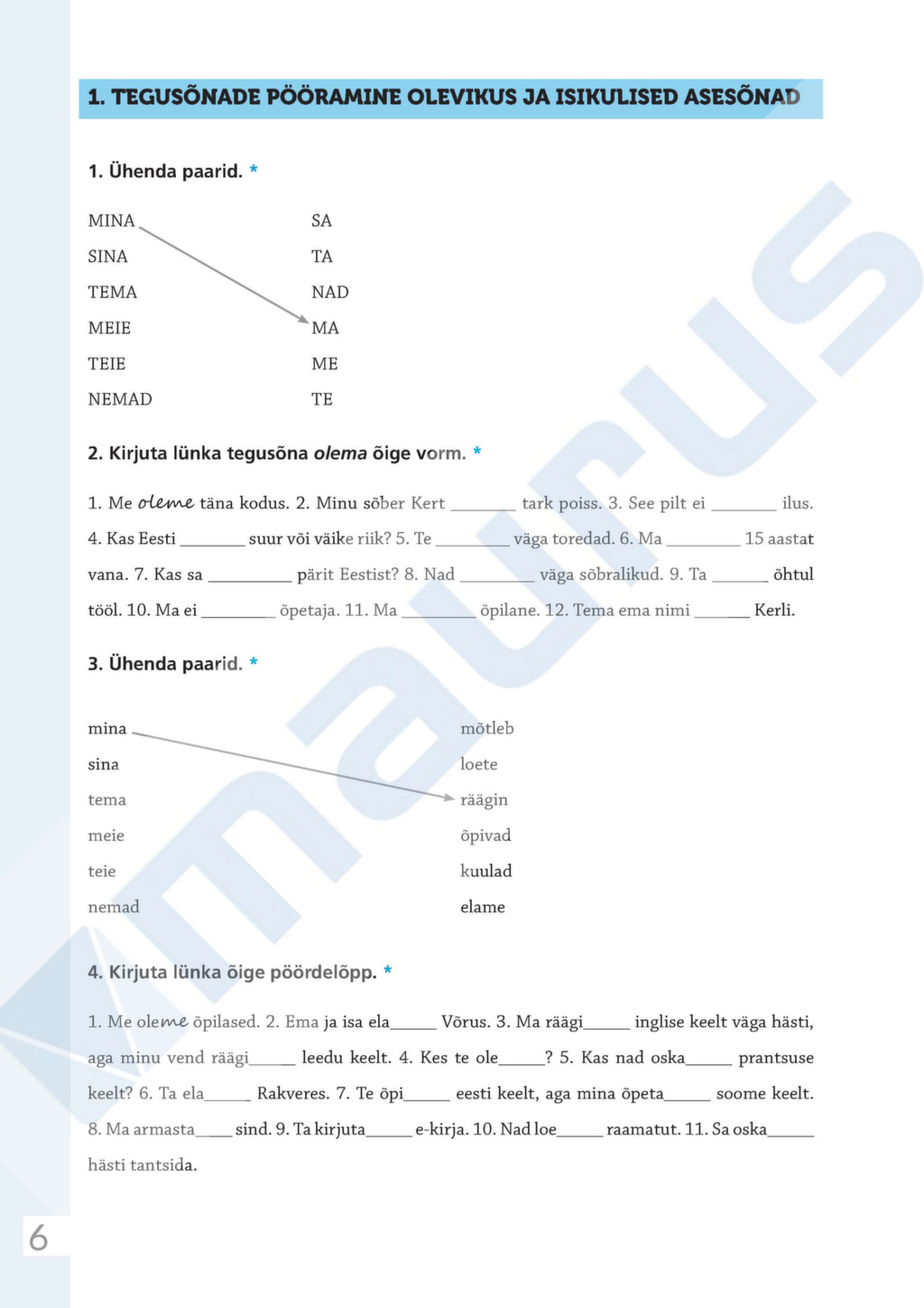 Grammike Grammatikat. Eesti Keele Harjutusi 0–B1 Tasemele | MAURUS