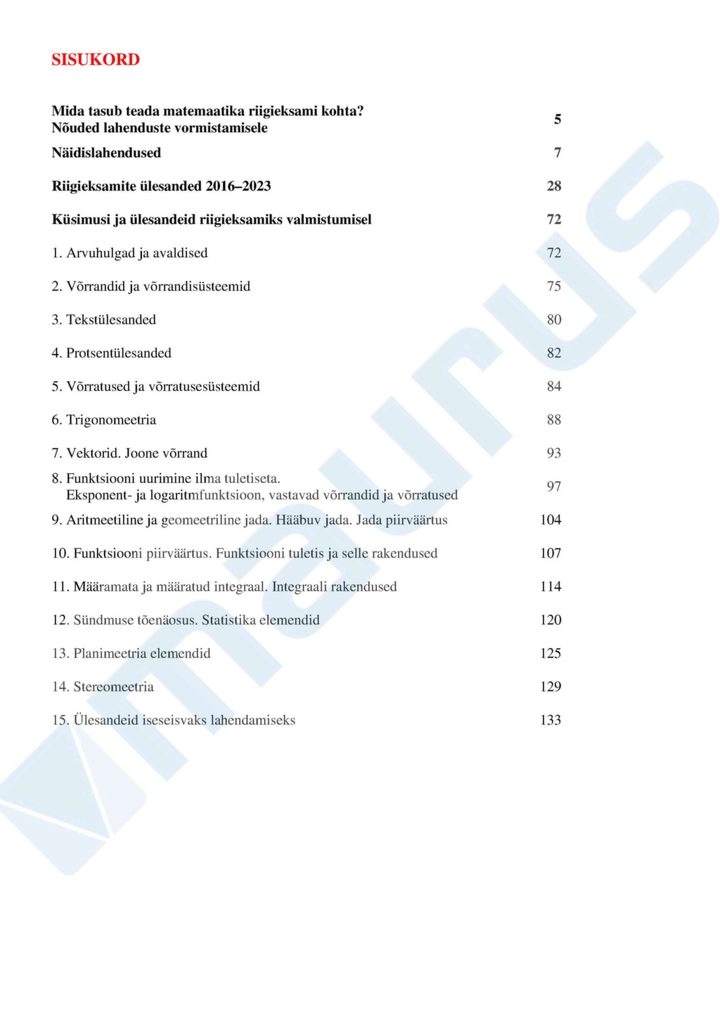 Matemaatika Eksamikogumikud | MAURUS